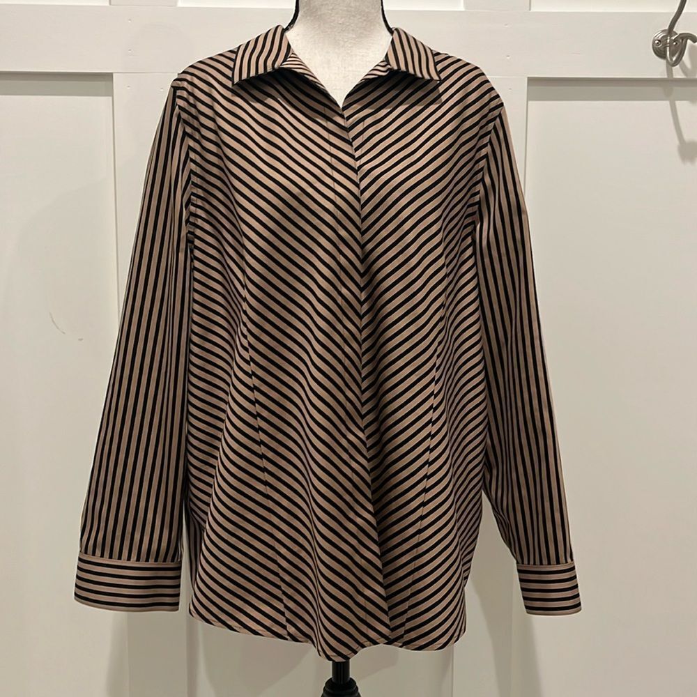 Chico's Black and Brown Striped Blouse